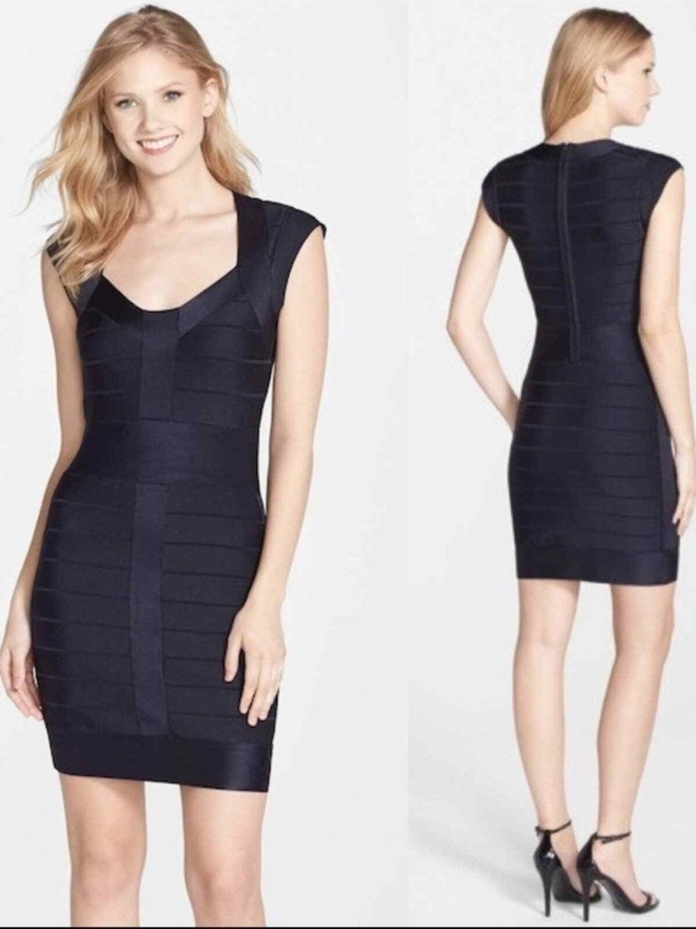 French Connection Black Structured Bandage Dress
